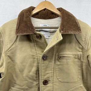 Visvim Jacket Mens Large Beige Canvas Corduroy Collar Workwear Made In Japan